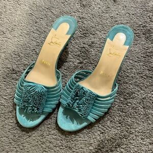 Christian Louboutin Belbrossa 55 blue suede kitten heels